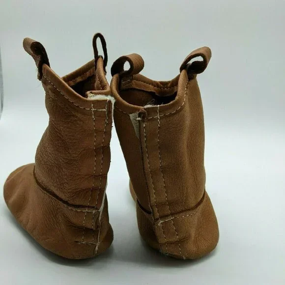 TAOS Leather Western Soft Sole velcroback Brown Booties Baby/Toddler OS - Picture 5 of 10